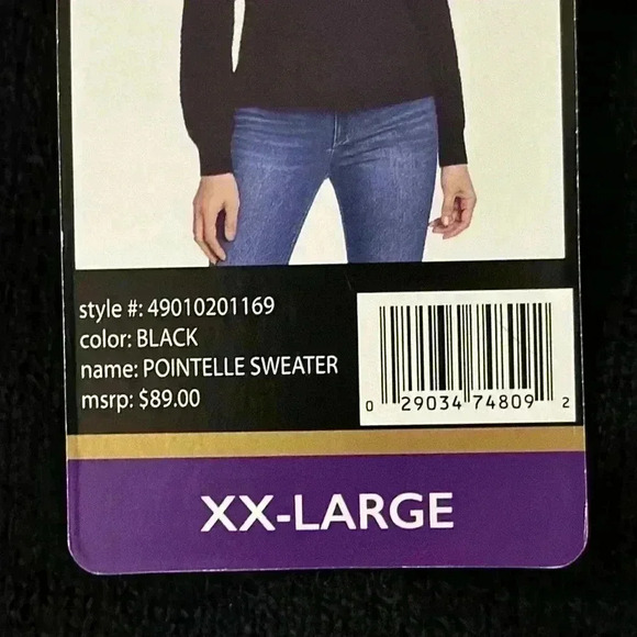 Christian Siriano New York black long sleeve pointelle sweater size XXL … - Picture 5 of 8